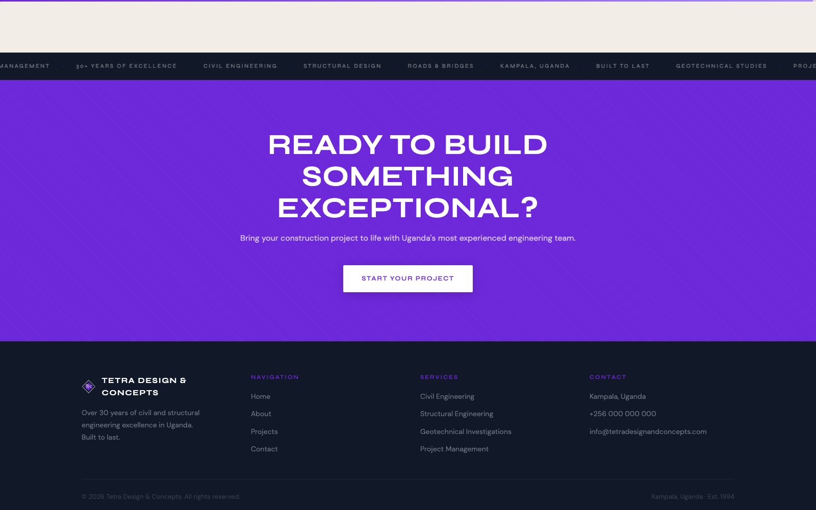 Tetra call to action and footer